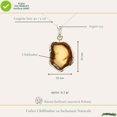 Colier Argint 925 Neuniform cu Chihlimbar Natural – Energie si Protectie Solara [3]