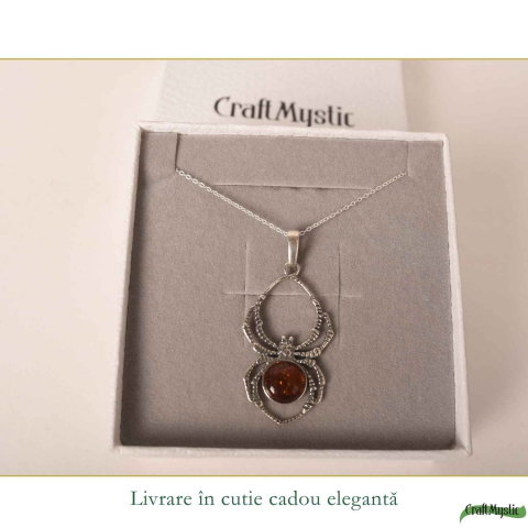Colier Argint 925 Paianjen cu Chihlimbar Natural – Protecție si Vitalitate [5]