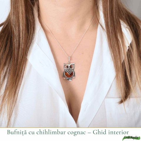 Colier argint 925 Bufnita cu chihlimbar natural – Claritate si vitalitate [1]