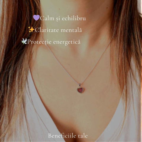 Colier Argint 925 Inima cu Ametist Natural – Calm, Iubire si Echilibru Interior [2]