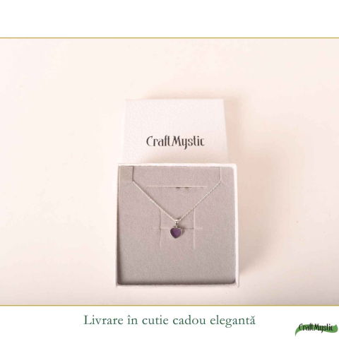 Colier Argint 925 Inima cu Ametist Natural – Calm, Iubire si Echilibru Interior [5]