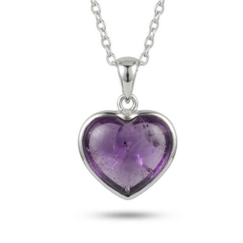 Sanatate - Colier Argint 925 Inima cu Ametist Natural – Calm, Iubire si Echilibru Interior