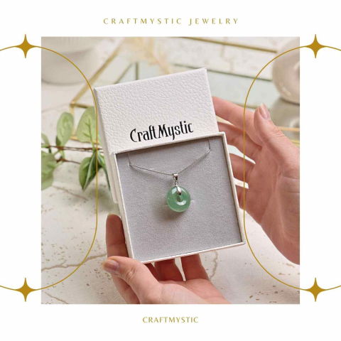 Colier Argintiu cu Aventurin Verde Forma Pi - Echilibru și Prosperitate, Lungime Totala 50 cm, Diametru Pandantiv 20 mm [7]