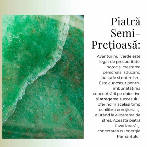 Colier Argintiu cu Aventurin Verde Forma Pi - Echilibru și Prosperitate, Lungime Totala 50 cm, Diametru Pandantiv 20 mm [9]