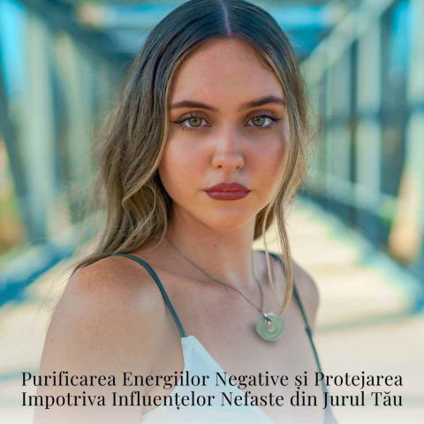 Colier Argintiu cu Aventurin Verde Forma Pi - Echilibru și Prosperitate, Lungime Totala 50 cm, Diametru Pandantiv 20 mm [4]