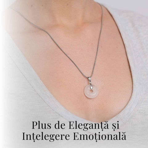 Colier Argintiu Cuart Transparent Forma Pi - Claritate si Energie Pura, Lungime Totala 50 cm, Diametru Pandantiv 20 mm [6]