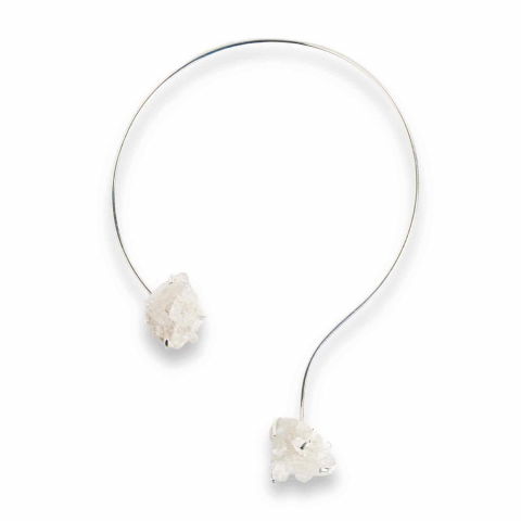 Balanta - Colier Choker Argintiu cu Cristal de Stanca – Echilibru si Claritate Energetica