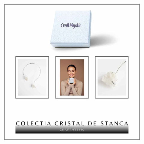 Colier Choker Argintiu cu Cristal de Stanca – Echilibru si Claritate Energetica [6]