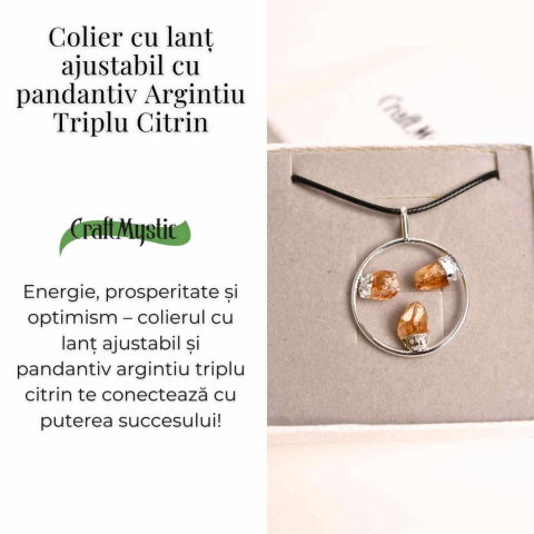 Colier cu pandantiv rotund si 3 pietre de Citrin – Abundenta si Energie Pozitiva [2]