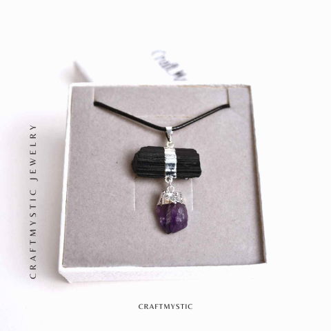 Colier cu pandantiv Turmalina si Ametist – Protectie si Claritate Spirituala [5]