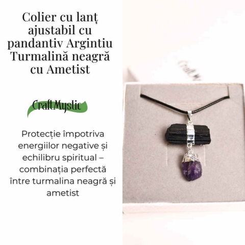 Colier cu pandantiv Turmalina si Ametist – Protectie si Claritate Spirituala [2]