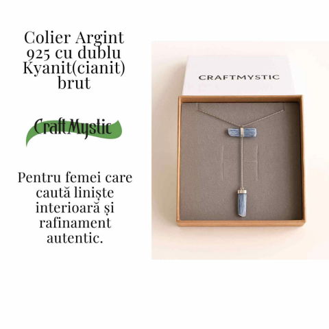 Colier Brut cu Dublu Kianit ( Cianit ) din Argint 925 – Comunicare Autentica si Aliniere Spirituala [2]