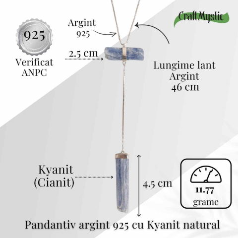 Colier Brut cu Dublu Kianit ( Cianit ) din Argint 925 – Comunicare Autentica si Aliniere Spirituala [4]