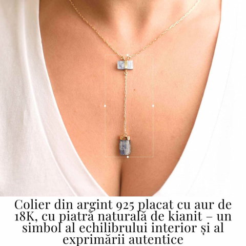 Claritate si Aliniere – Colier din Argint 925 Placat cu Aur 18K cu Dublu Kianit [1]