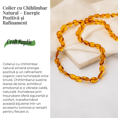 Colier Chihlimbar Natural Auriu – Energie Pozitiva, Calduroasa si Eleganta Organica [2]