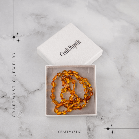 Colier Chihlimbar Natural Auriu – Energie Pozitiva, Calduroasa si Eleganta Organica [7]