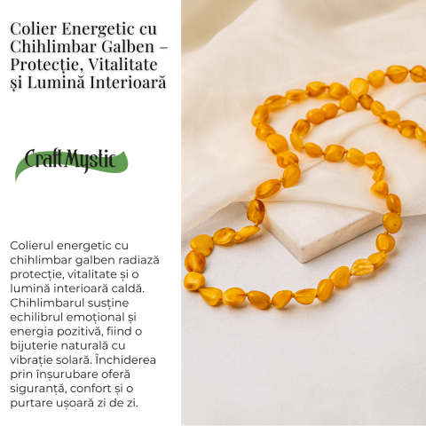 Colier Energetic din Chihlimbar Galben Natural – Protectie, Vitalitate si Lumină Calda Interioara [2]