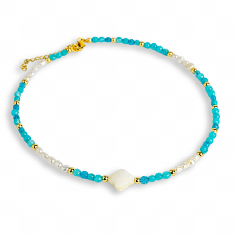 Acvamarin - Colier cu pietre pentru pace interioara – Acvamarin, perle si simbol marin