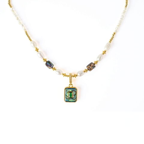 Eleganta si Armonie – Colier cu Perle si Scoica Abalone Naturale [8]