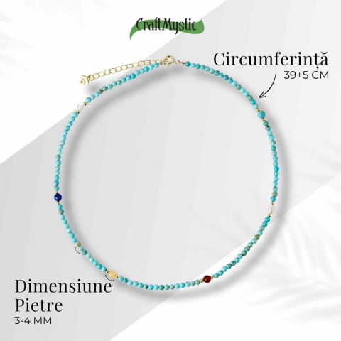 Colier Choker cu Turcoaz, Perle Naturale si Pietre Semipretioase – Energie Pozitiva si Armonie Interioara [3]