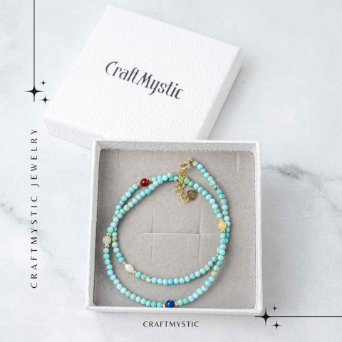 Colier Choker cu Turcoaz, Perle Naturale si Pietre Semipretioase – Energie Pozitiva si Armonie Interioara [6]