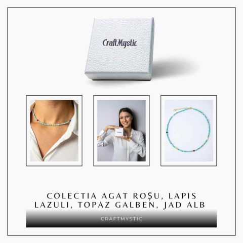 Colier Choker cu Turcoaz, Perle Naturale si Pietre Semipretioase – Energie Pozitiva si Armonie Interioara [7]