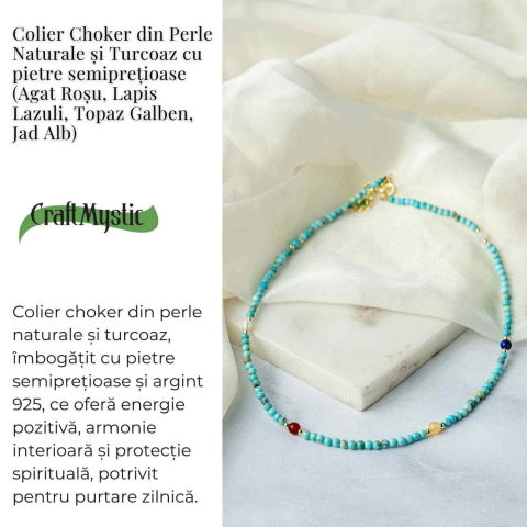 Colier Choker cu Turcoaz, Perle Naturale si Pietre Semipretioase – Energie Pozitiva si Armonie Interioara [2]