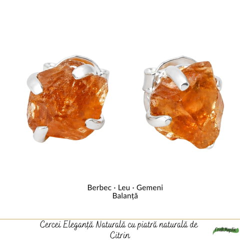 Cercei Argint 925 cu Citrin Brut – Energie Pozitiva si Abundenta Naturala [4]