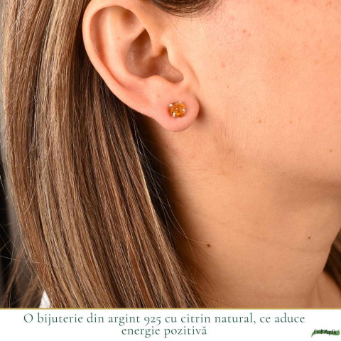 Cercei Argint 925 cu Citrin Brut – Energie Pozitiva si Abundenta Naturala [1]