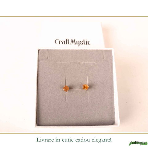 Cercei Argint 925 cu Citrin Brut – Energie Pozitiva si Abundenta Naturala [5]