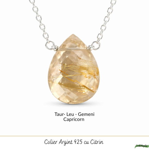Colier argint 925 cu rutil auriu lacrima – claritate si energie interioara [4]