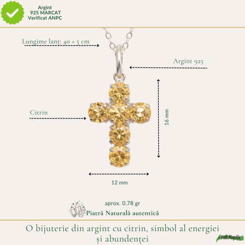 Colier Argint 925 cu Citrin Fatetat Cruce – Energie si Protectie Pozitiva [3]