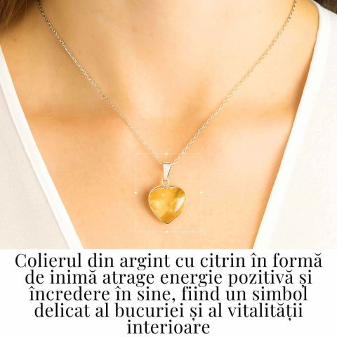 Energie si Bucurie Zilnica – Colier Inima cu Citrin si Argint 925 [1]