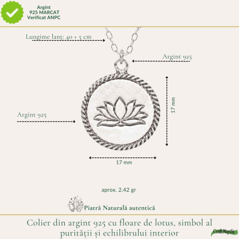 Colier Floare de Lotus din Argint 925 – Echilibru Interior si Renastere Spirituala [3]