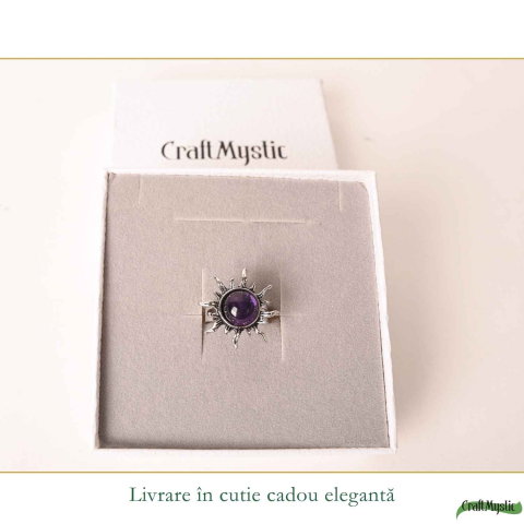 Inel cu Ametist Natural in Formă de Soare – Claritate si Echilibru Interior [5]