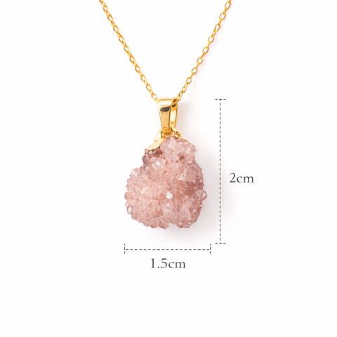 Colier cu Ametist Roz Natural – Lant Argint Placat Aur 18K – Piatra Bruta Brazilia [5]