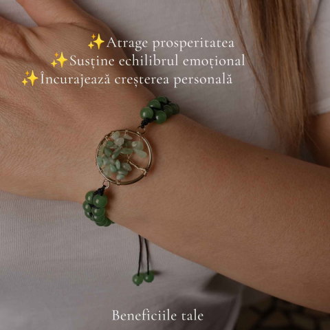 Bratara cu Aventurin Verde si Arborele Vietii – Prosperitate, Armonie si Noroc [2]