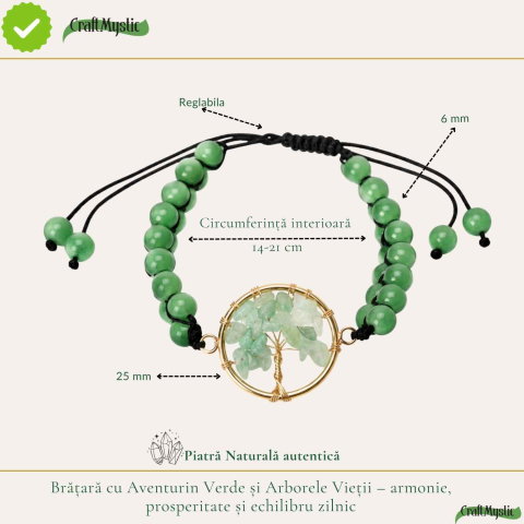 Bratara cu Aventurin Verde si Arborele Vietii – Prosperitate, Armonie si Noroc [3]
