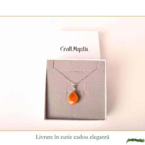 Colier cu Chihlimbar Natural Lacrima si Lant Argint 925 – Energie Calda si Eleganta Delicata [5]