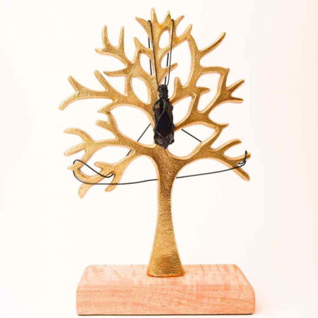 Colier cu cristal vindecator Obsidian Negru, in forma hexagonala dublu varf, infasurat intr-o plasa de franghie neagra ajustabila – pentru protectie, stabilitate si armonie [2]