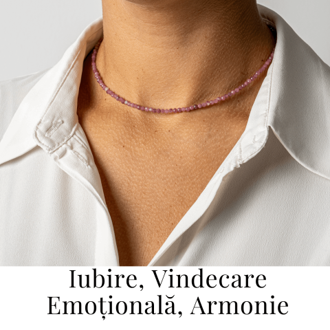 Colier cu pietre naturale de Turmalina Roz fatetata – Iubire, Vindecare si Energie a Inimii [1]