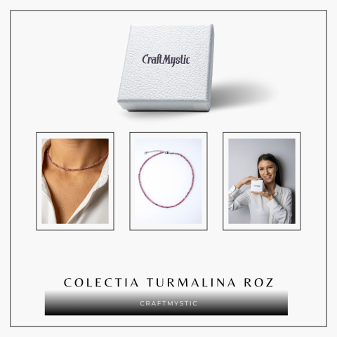 Colier cu pietre naturale de Turmalina Roz fatetata – Iubire, Vindecare si Energie a Inimii [7]