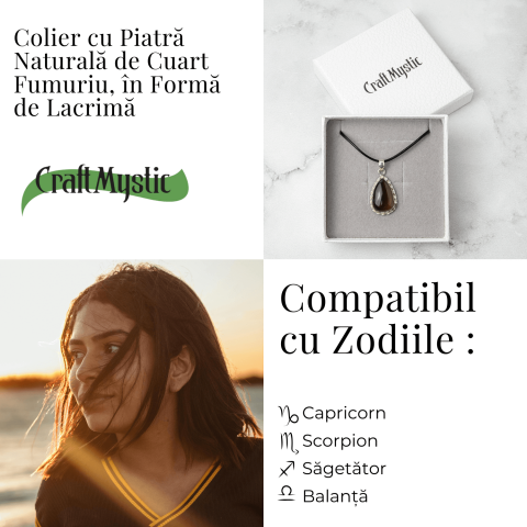 Colier cu Cuart Fumuriu Natural in Forma de Lacrima – Protectie si Echilibru Emotional [4]