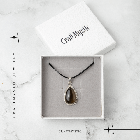 Colier cu Cuart Fumuriu Natural in Forma de Lacrima – Protectie si Echilibru Emotional [6]