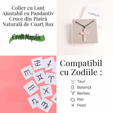 Colier cu Cuart Roz Natural în formă de cruce – Iubire si vindecare emotionala [3]