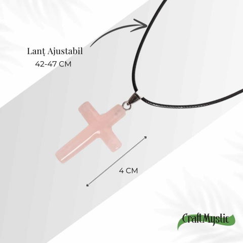 Colier cu Cuart Roz Natural în formă de cruce – Iubire si vindecare emotionala [4]