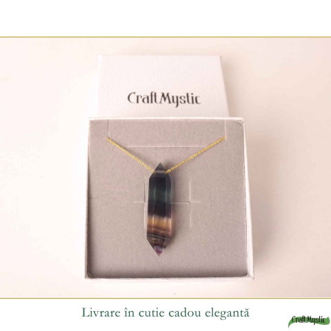 Colier cu Fluorit Natural Dublu Varf – Claritate Mentala si Echilibru Energetic [5]
