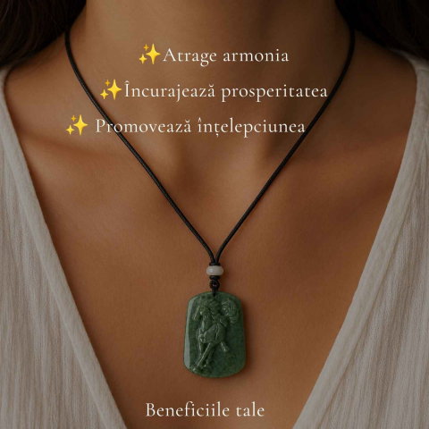 Colier cu Jad Natural in Forma de Cal – Libertate, Armonie si Prosperitate [2]
