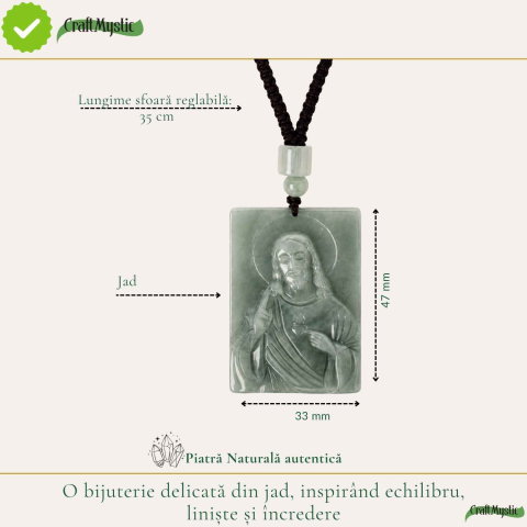 Colier cu Jad Natural cu Chipul lui Isus – Protectie, Armonie si Credinta [3]