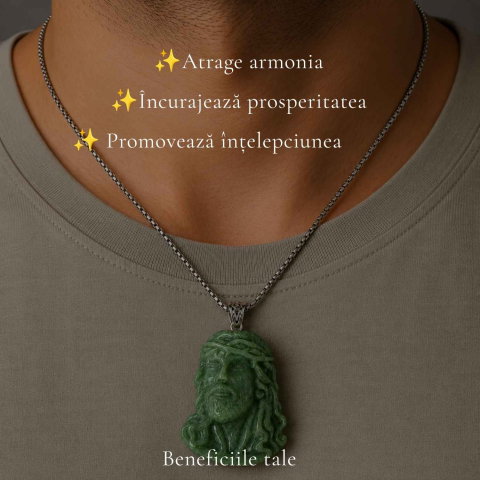 Colier cu Jad Natural cu Chipul lui Isus – Credinta, Armonie si Protectie [2]